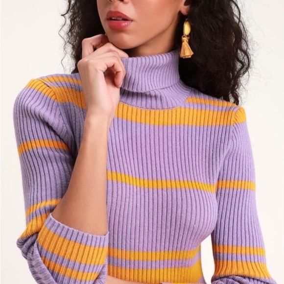 Anthropologie Lavender and Mustard Striped Dress - Picture 2 of 7